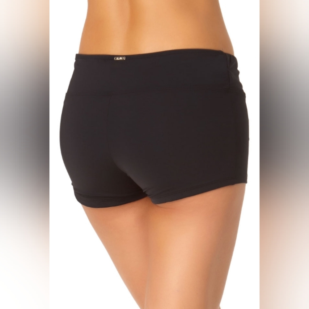 Anne Cole Black Twist Front Boy Short NWT Sz L - Picture 2 of 8